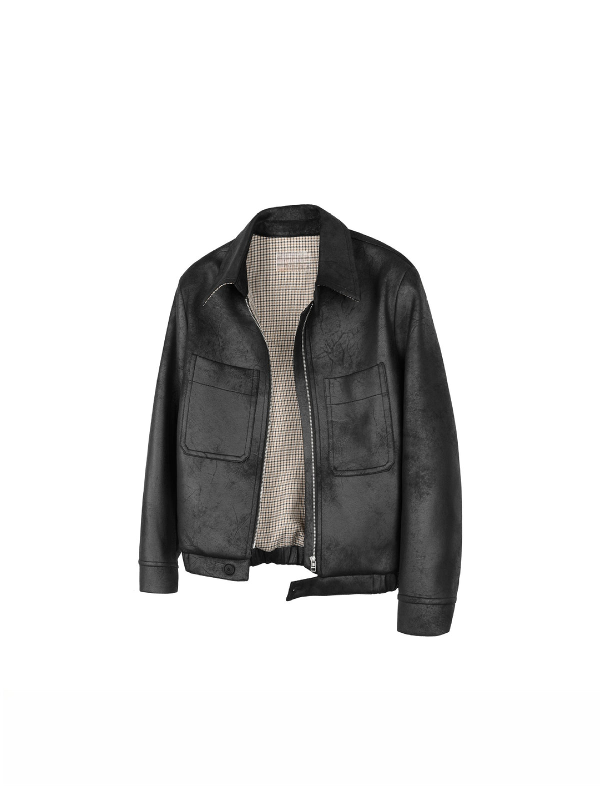 Veste homme en similicuir noir, coupe courte et ample