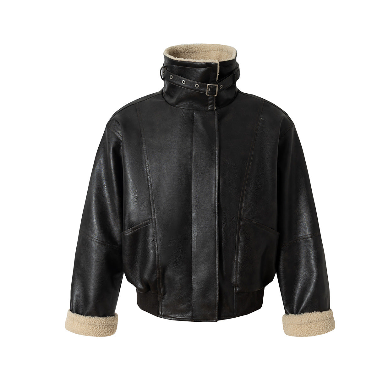 Veste noire en simili cuir doublée velours