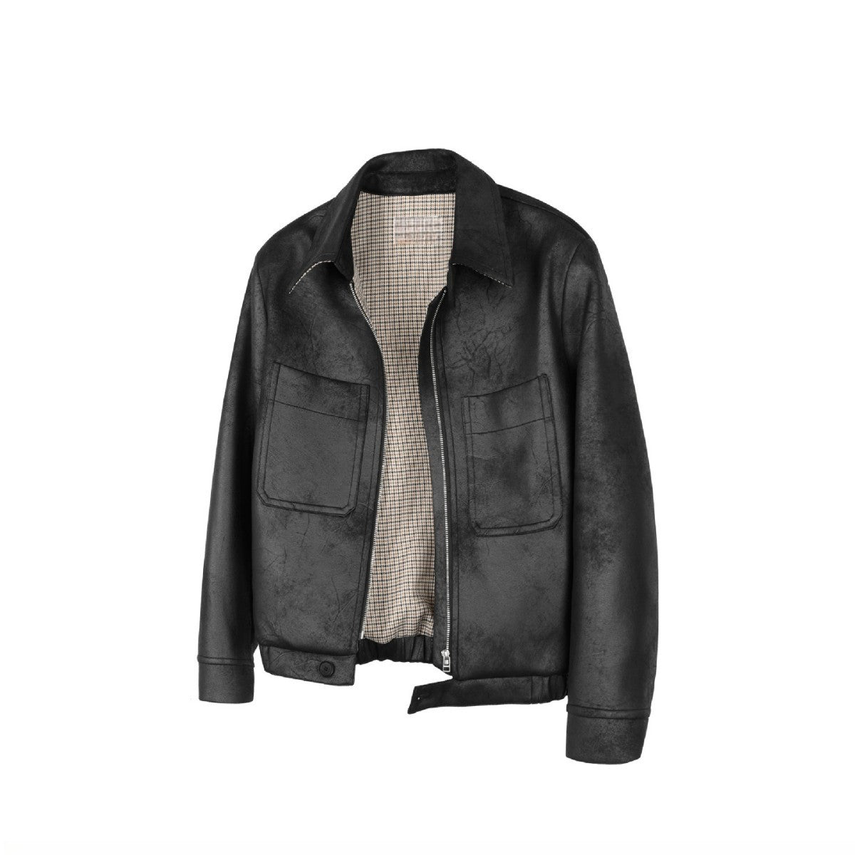Veste homme en similicuir noir, coupe courte et ample