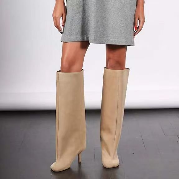 Bottes western femme à talon haut effet daim