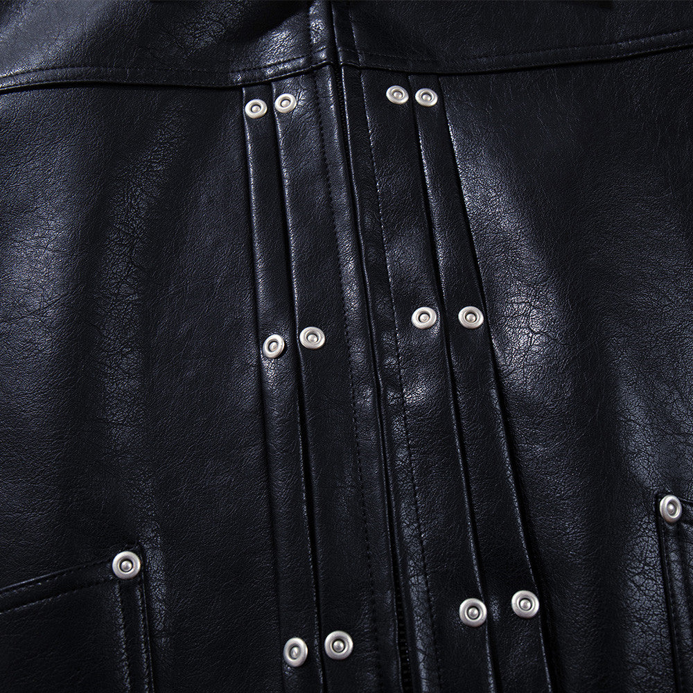 Veste motard homme en simili cuir noir