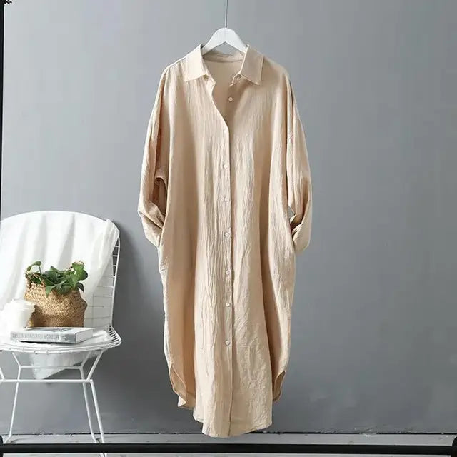 Chemise Homme Coton & Lin Manches Longues — Décontractée & Confortable