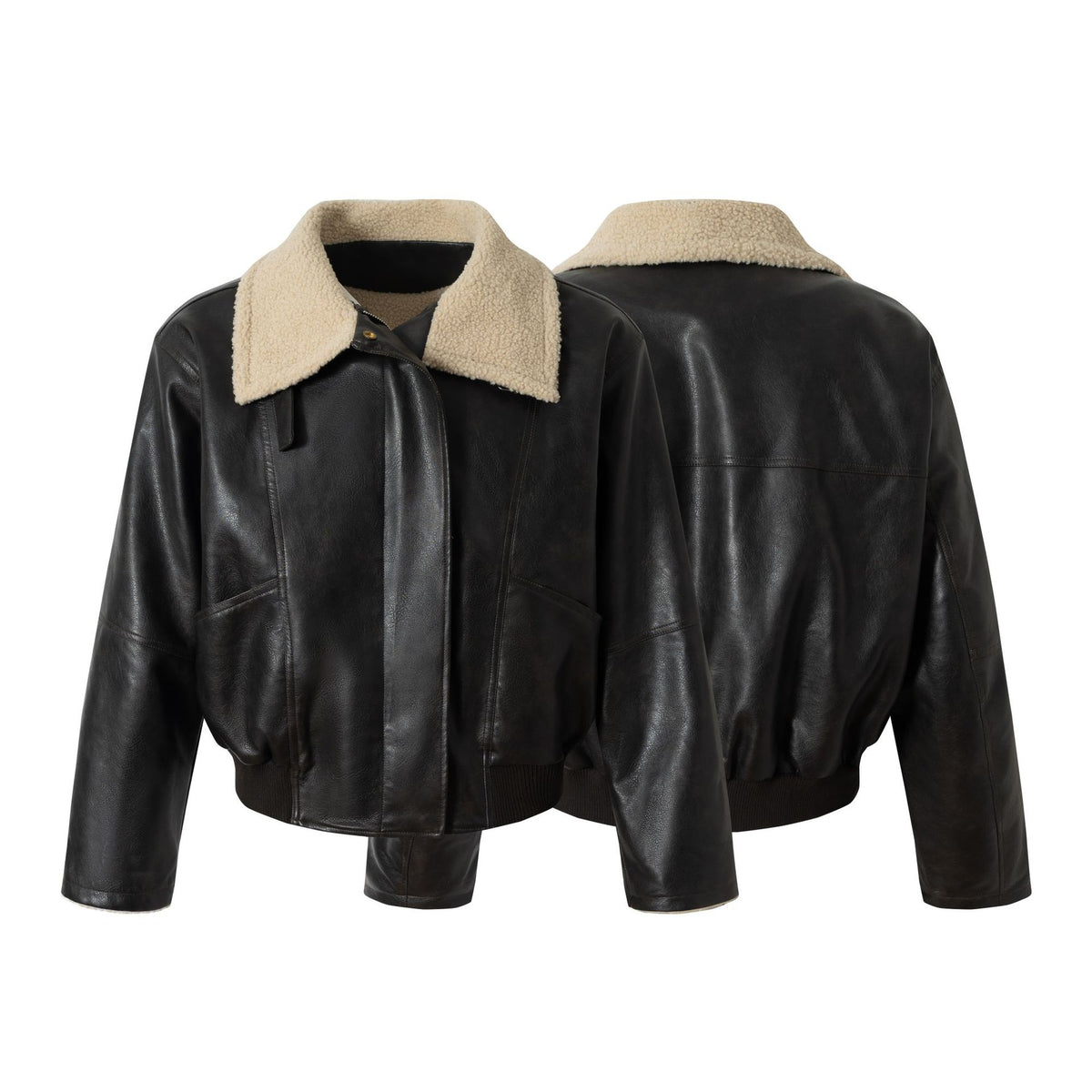 Veste noire en simili cuir doublée velours