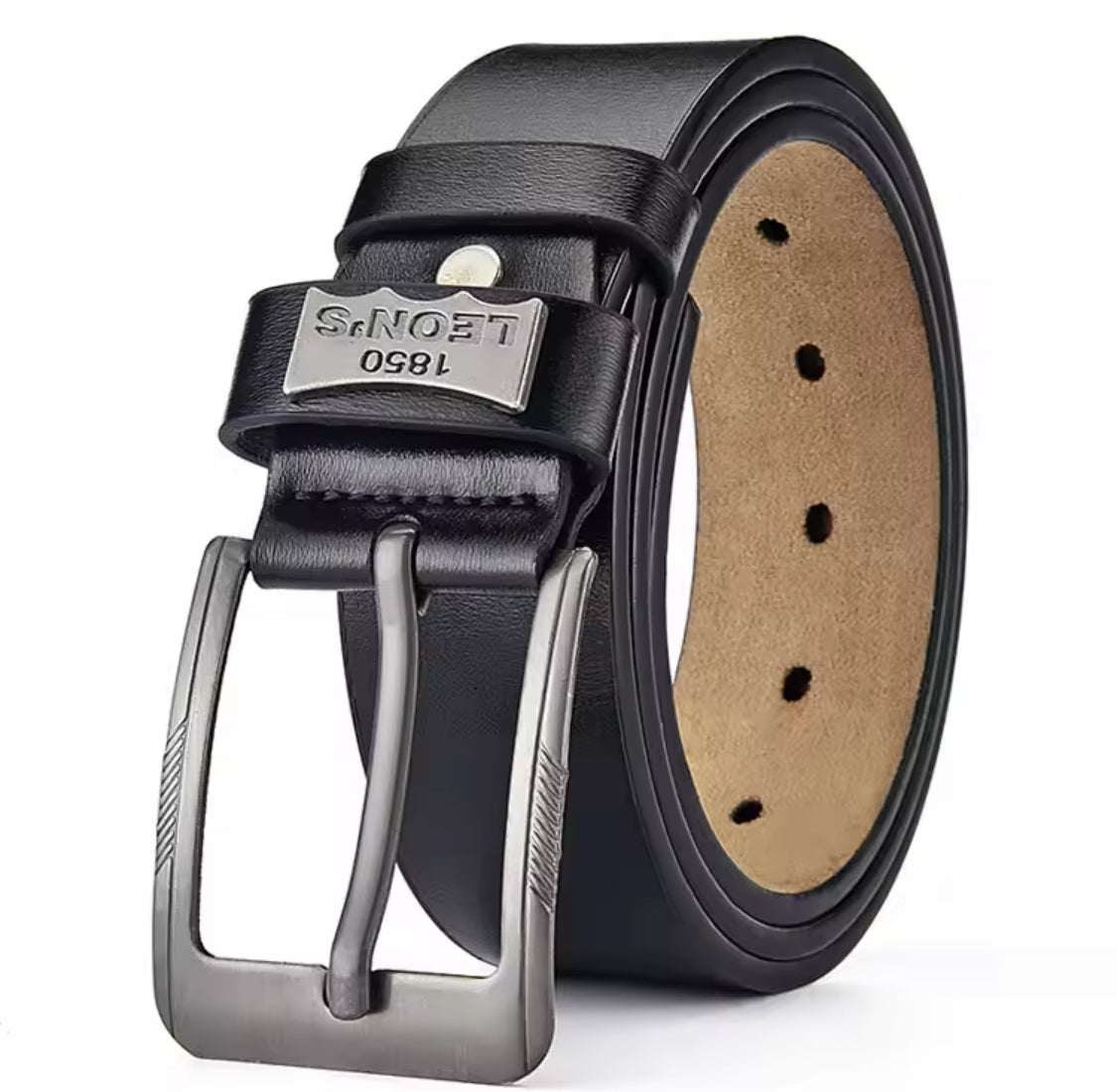 Ceinture Homme — Cuir Véritable, Style Rétro Luxe
