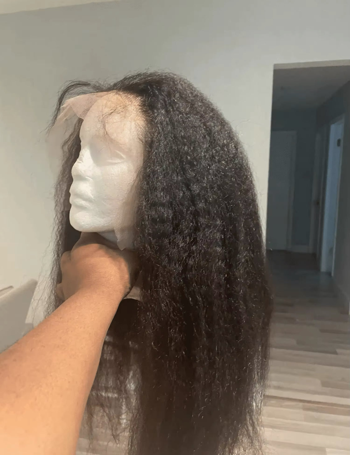 Perruque Lace Frontal Wig – Cheveux Humains Yaki Lisses, 13x4, Densité 200%