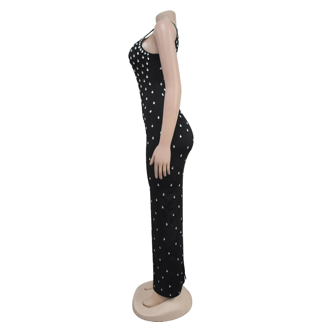 Robe Moulante Noire Sans Manches – Coupe Droite & Col en U Glamour