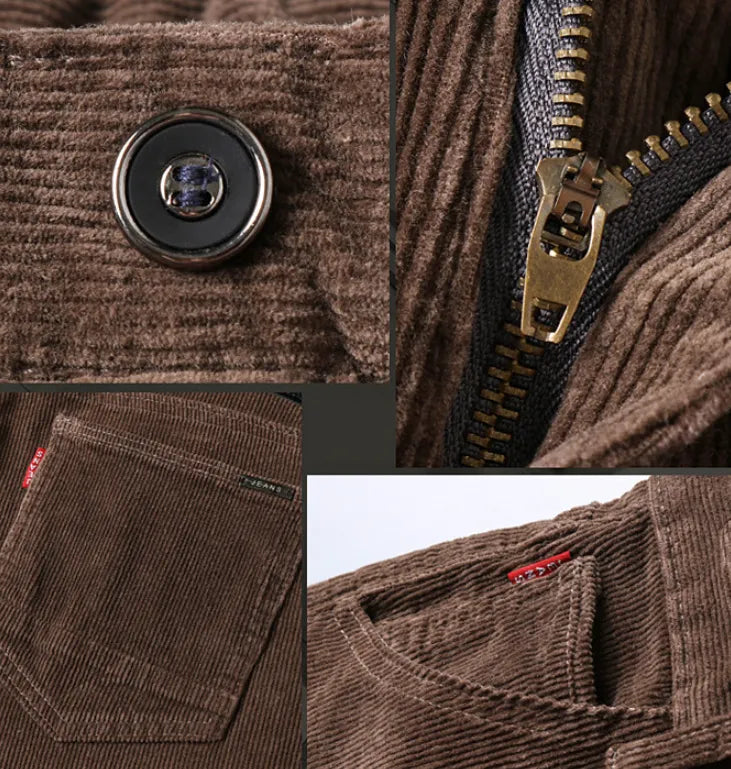 Pantalon Homme en Velours Côtelé Extensible — Coupe Droite & Confort Premium