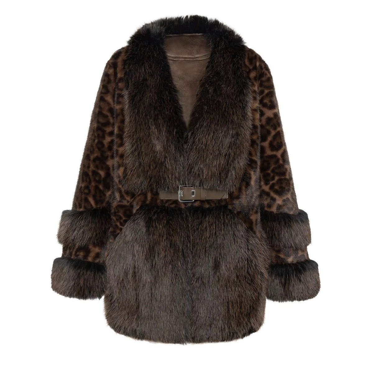 Manteau Fausse Fourrure Léopard Col V — Doux, Chaud & Chic | Automne Hiver Femme