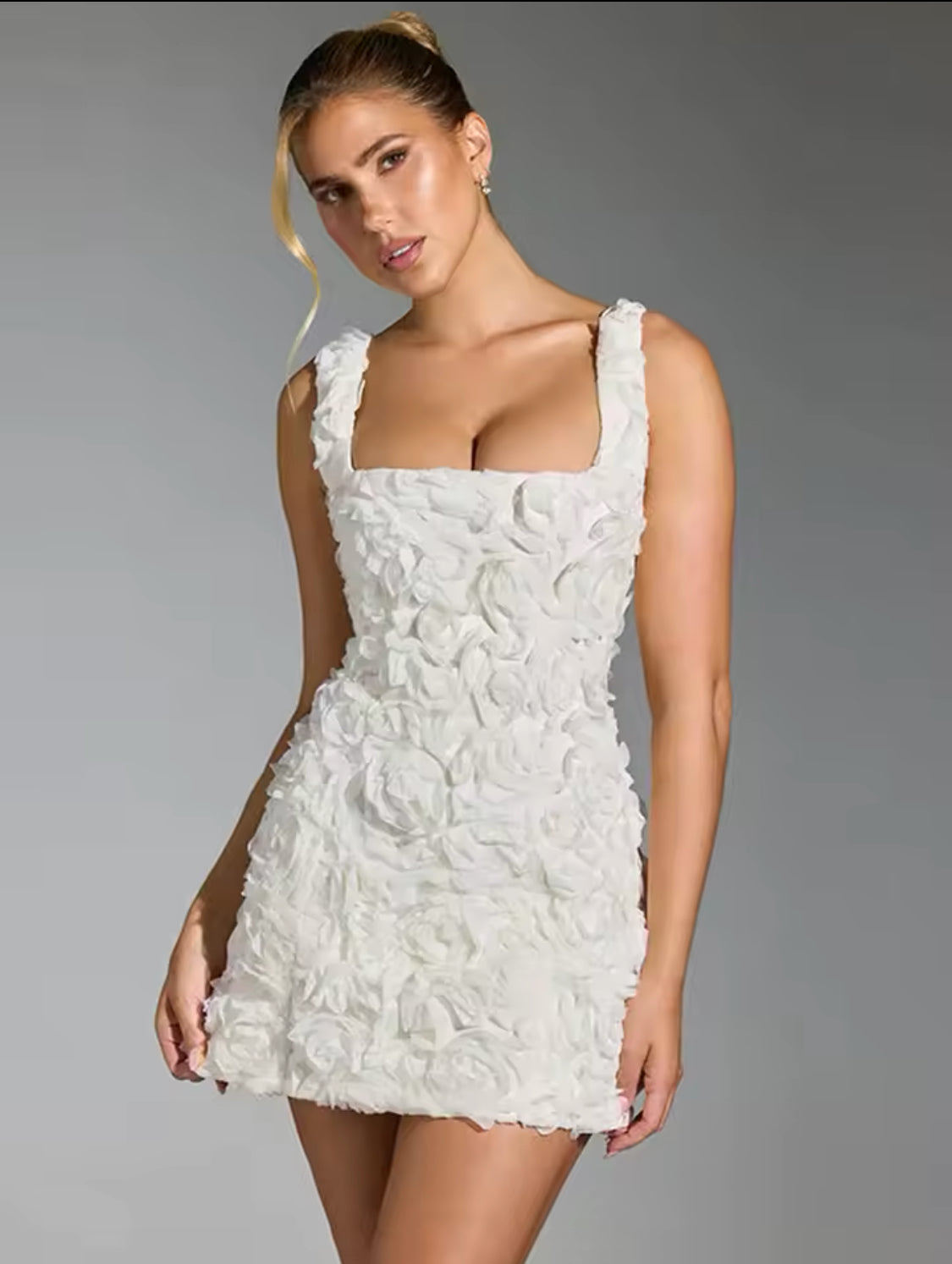 Mini Robe à Fleurs 3D — Robe Florale Féminine Femme