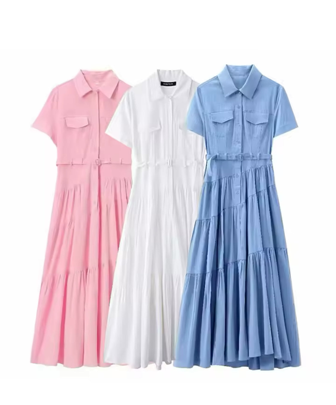 Robe Chemise Mi-Longue avec Ceinture — Style Casual Chic Femme