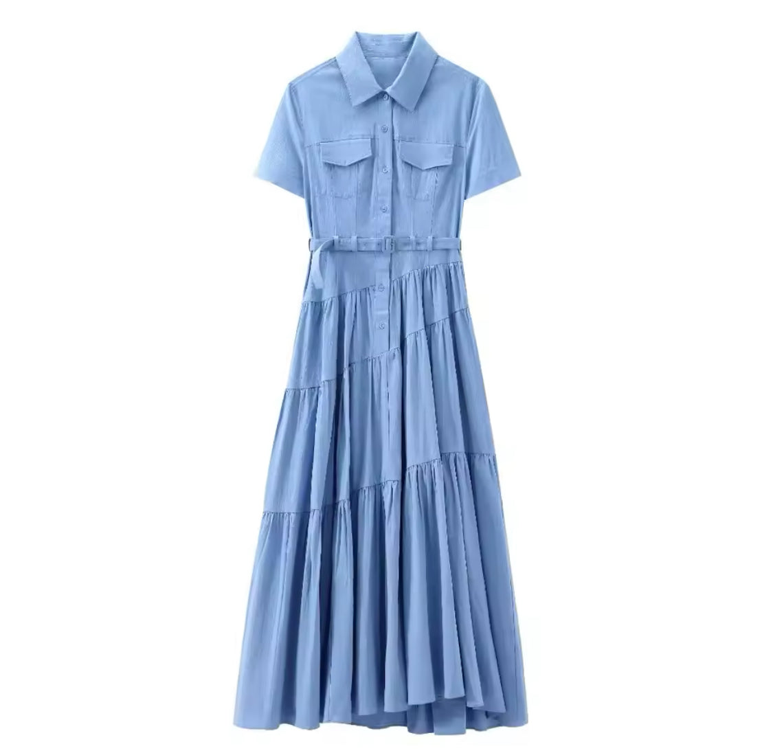 Robe Chemise Mi-Longue avec Ceinture — Style Casual Chic Femme