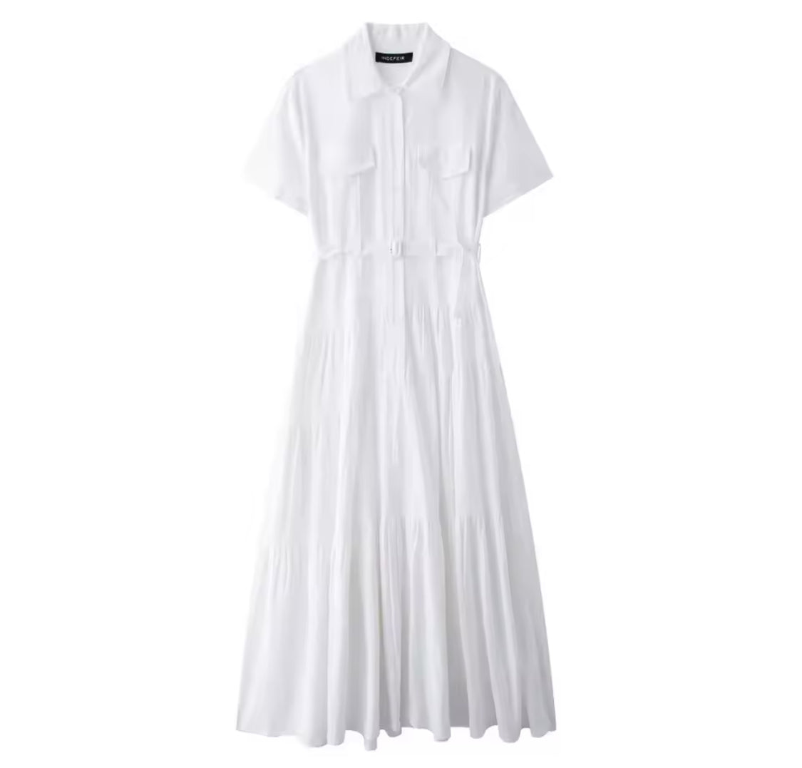 Robe Chemise Mi-Longue avec Ceinture — Style Casual Chic Femme
