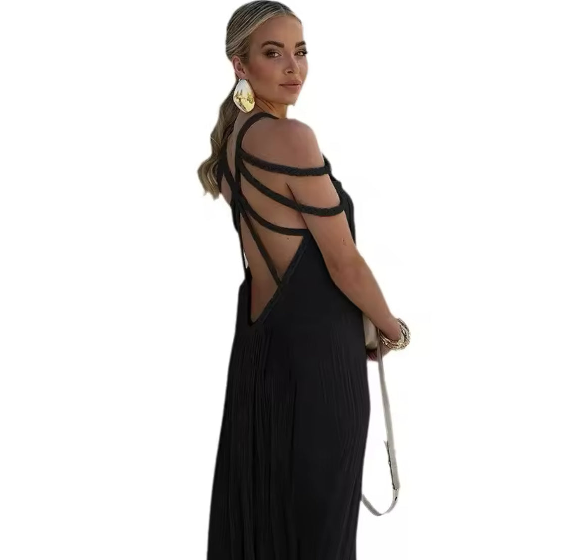 Robe Sexy Col Licou Épaules Dénudées Coupe Ample — Femme