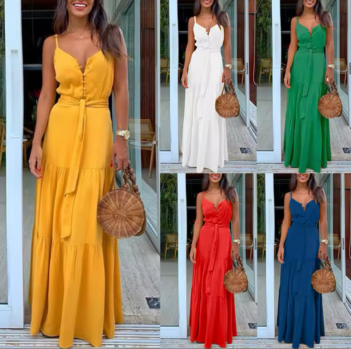 Robe Longue Spaghetti Style Bohème Été Femme