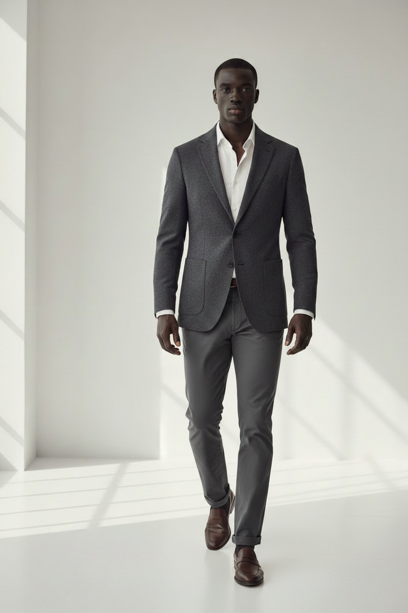 Homme africain – blazer gris foncé