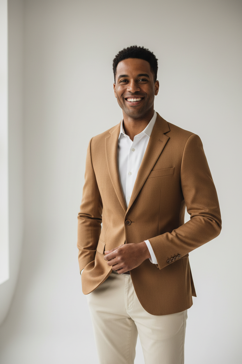 Homme métisse – blazer camel