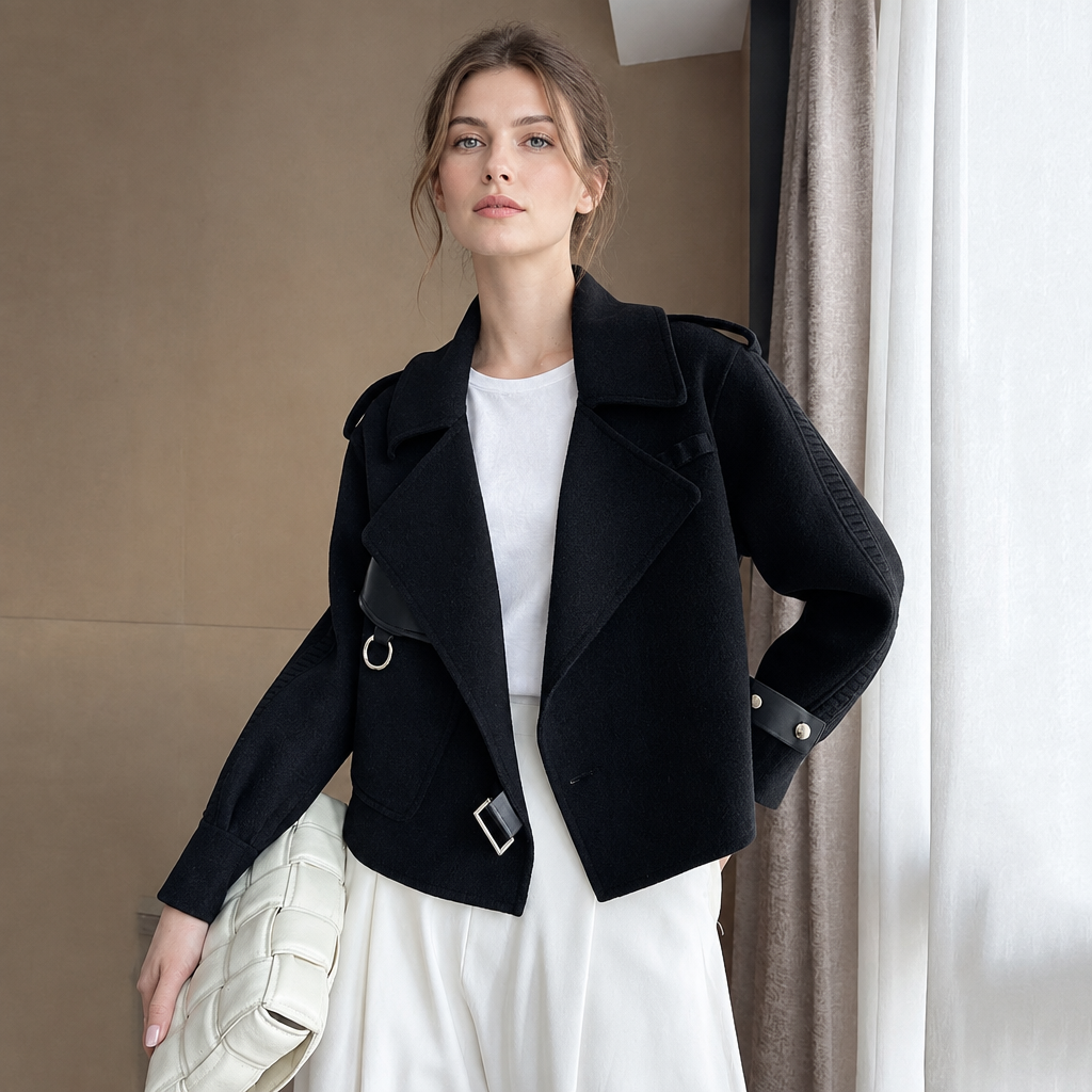 Veste noire avec mannequin européen