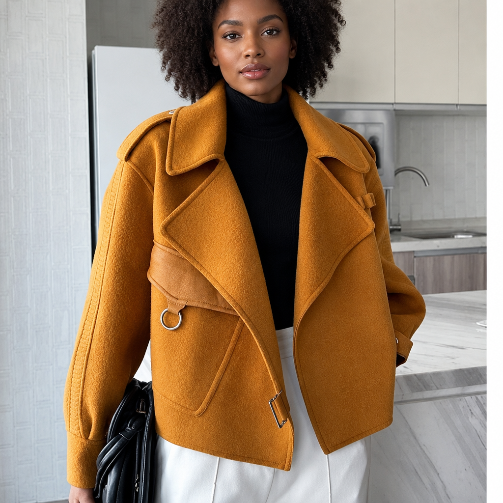 Veste orange avec mannequin noir